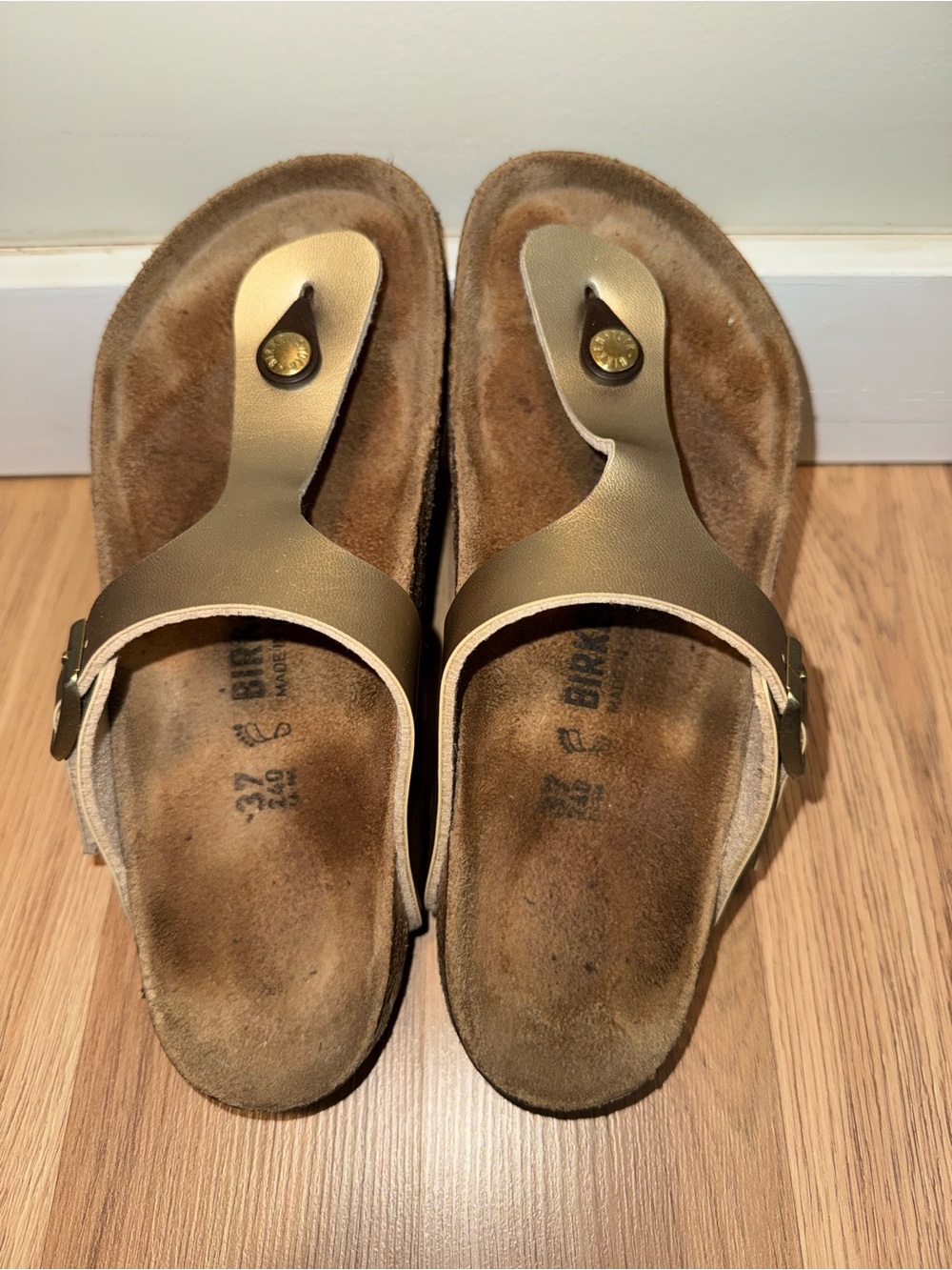 Birkenstock Metallic Gold Thong Sandals